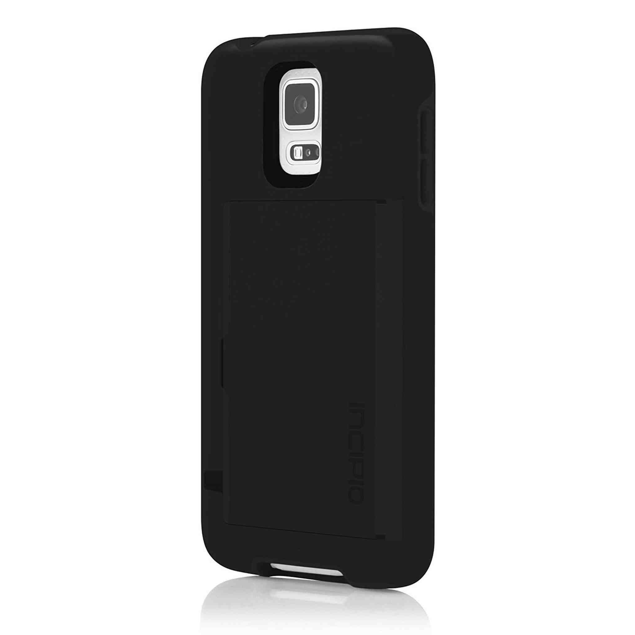 Incipio Stowaway Credit Card Case for Samsung Galaxy S5 - Retail Packaging - Black/Black Incipio