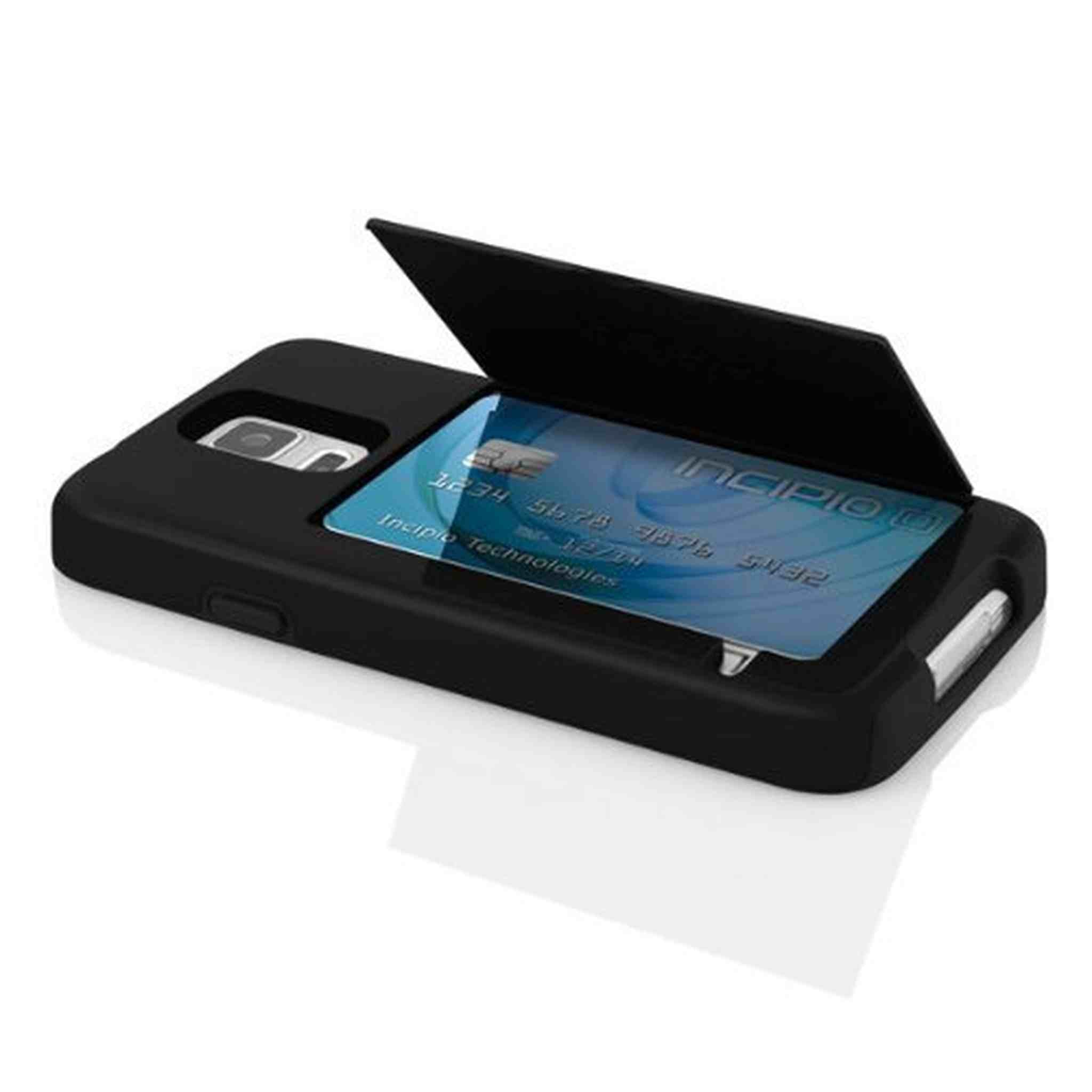 Incipio Stowaway Credit Card Case for Samsung Galaxy S5 - Retail Packaging - Black/Black Incipio