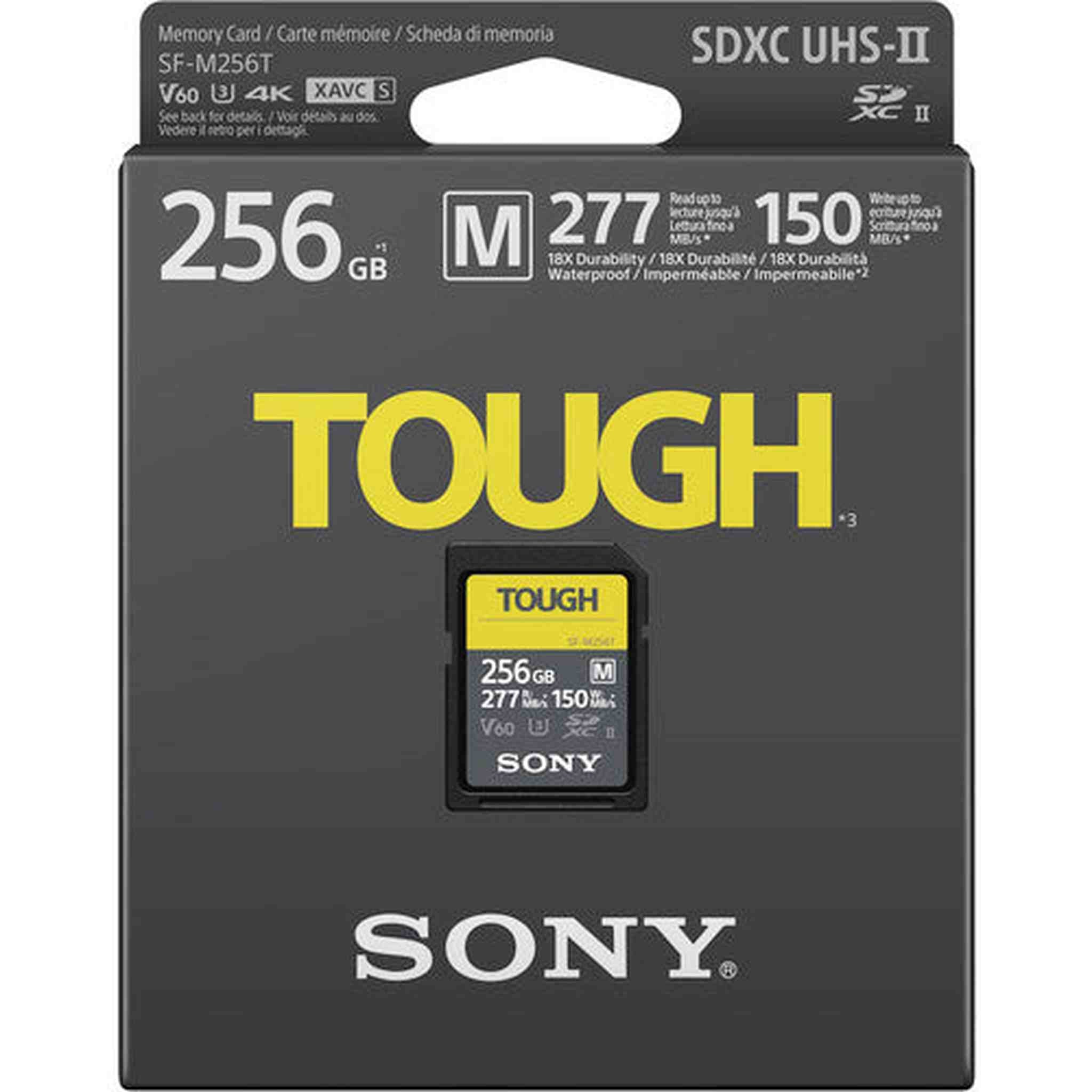 Sony TOUGH-M series SDXC UHS-II Card 256GB, V60, CL10, U3, Max R277MB/S, W150MB/S SF-M256T/T1 Sony