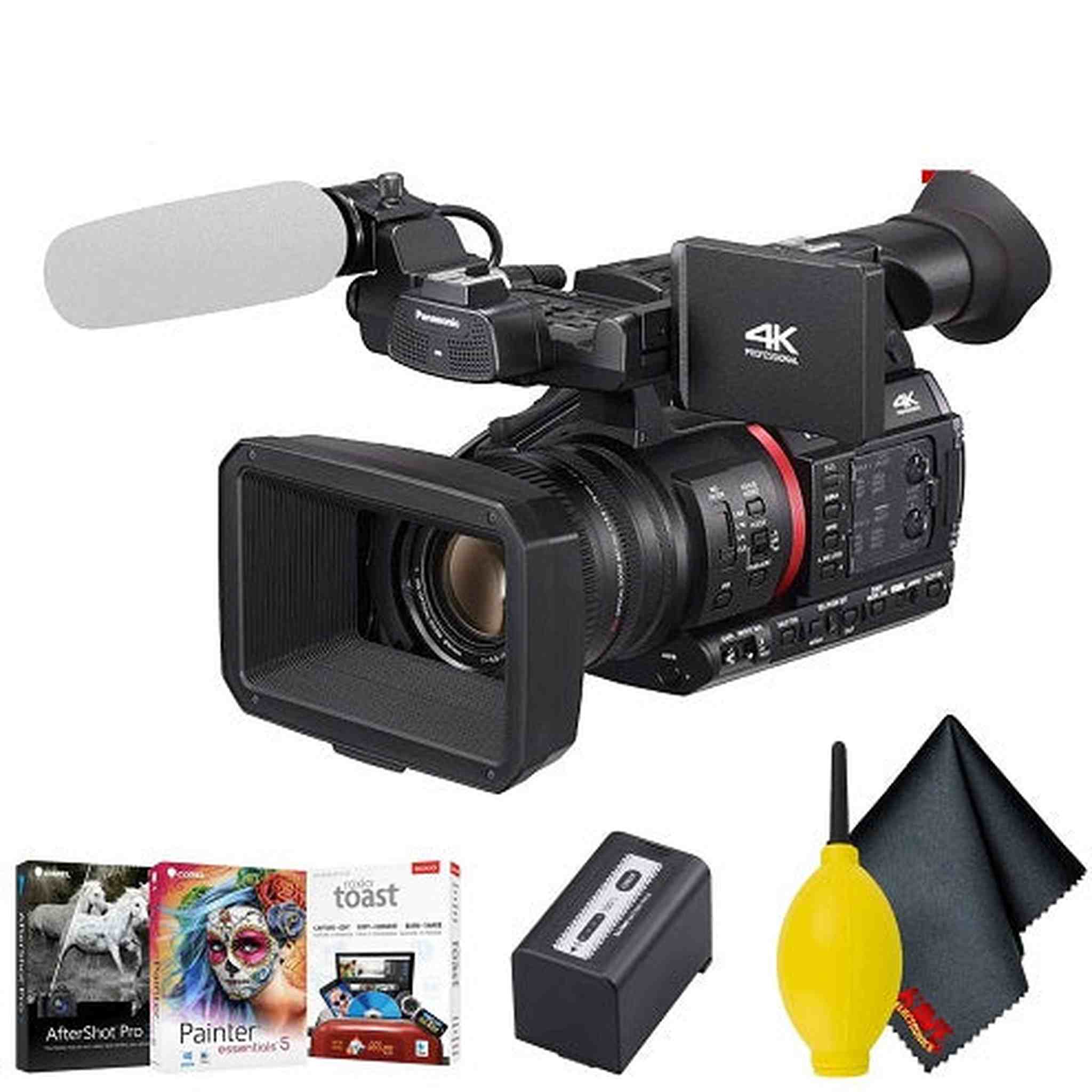 Panasonic AG-CX350 4K Camcorder Accessory Bundle with Cleaning Kit, Editing Software and Extended Warranty Panasonic