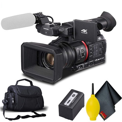 Panasonic AG-CX350 4K Camcorder Accessory Bundle with Cleaning Kit and Professional Headphones Panasonic