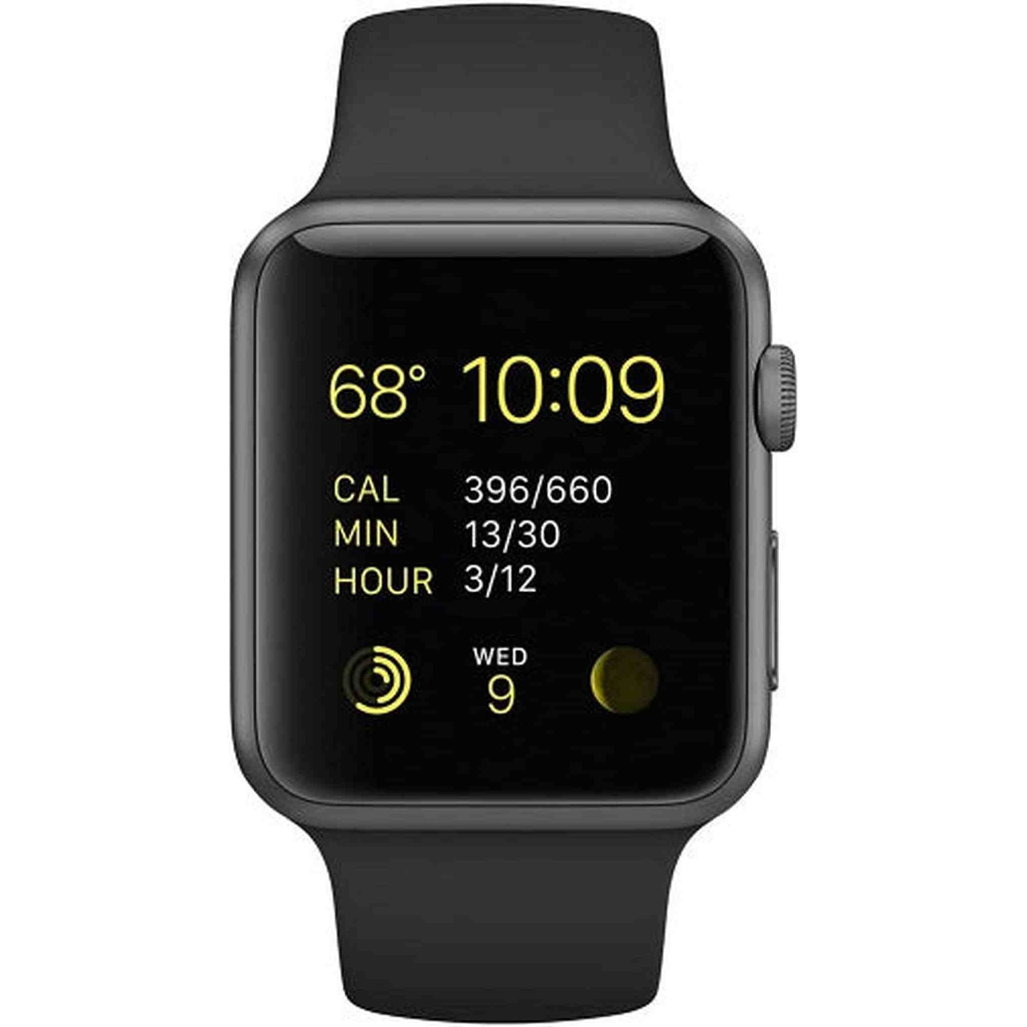 Apple Watch 42mm Space Gray Aluminum Black Sport Band Apple