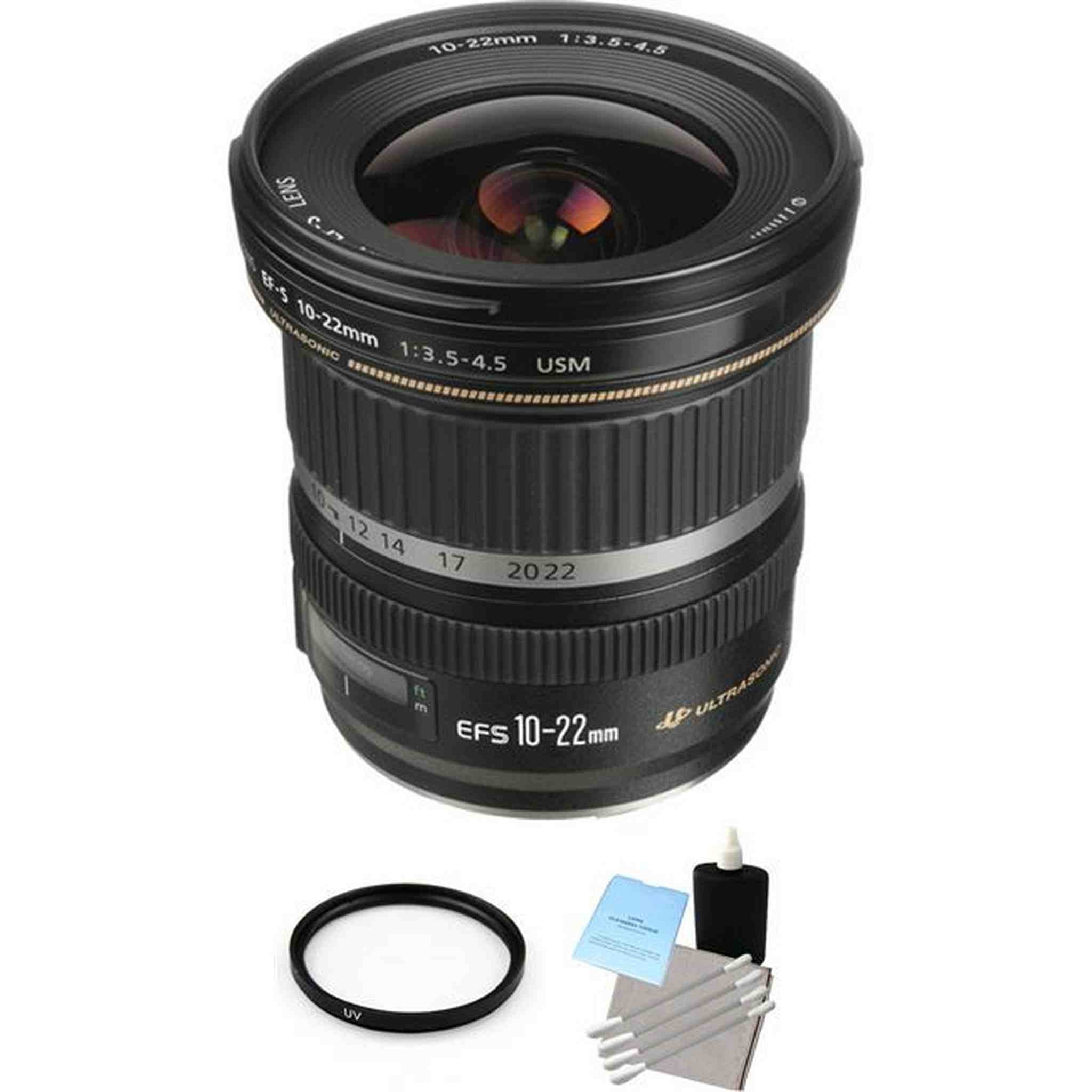 Canon EF-S 10-22mm F/3.5-4.5 USM Lens + UV Filter & Cleaning Kit Base Bundle Canon