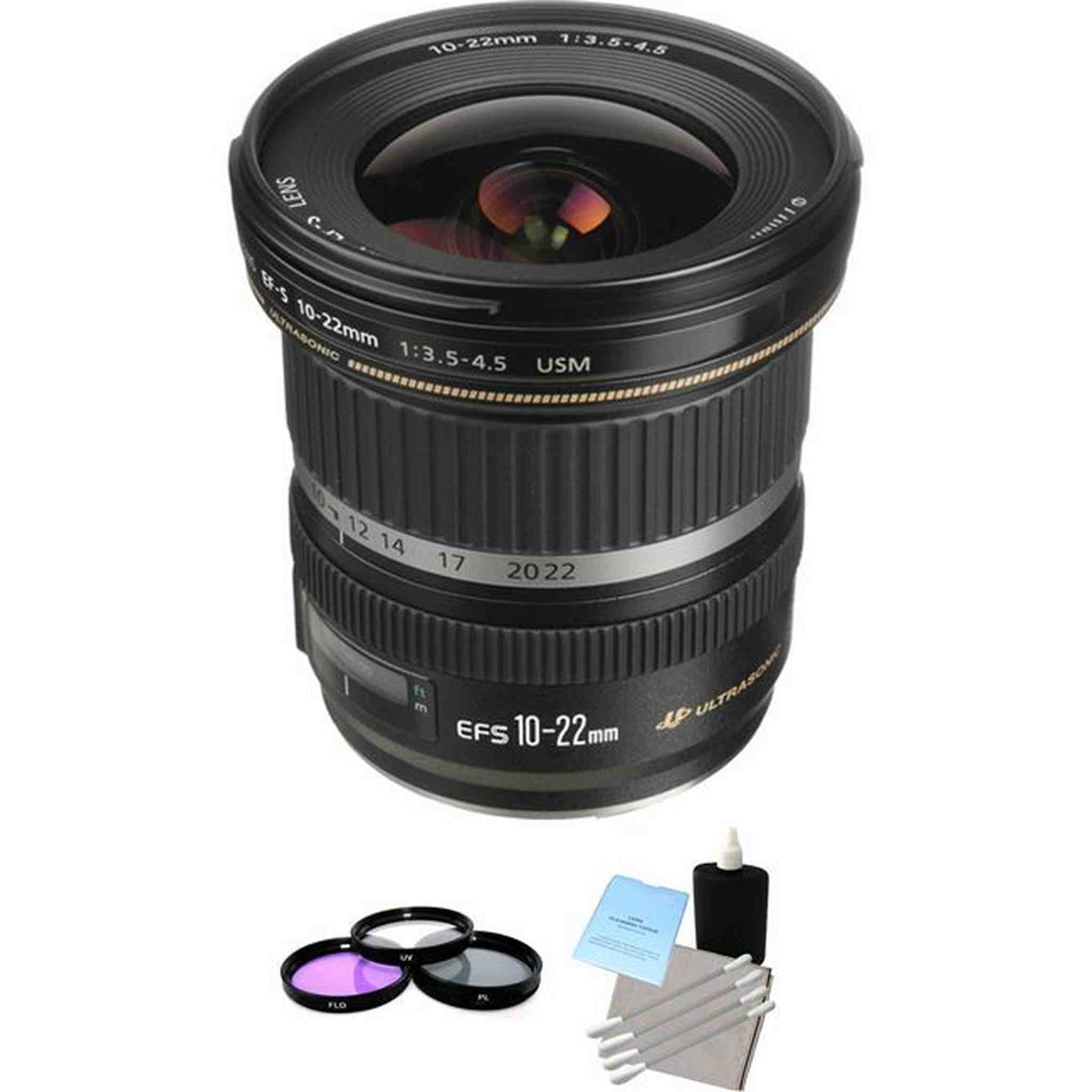 Canon EF-S 10-22mm F/3.5-4.5 USM Lens + UV Kit & Cleaning Kit Starter Bundle Canon