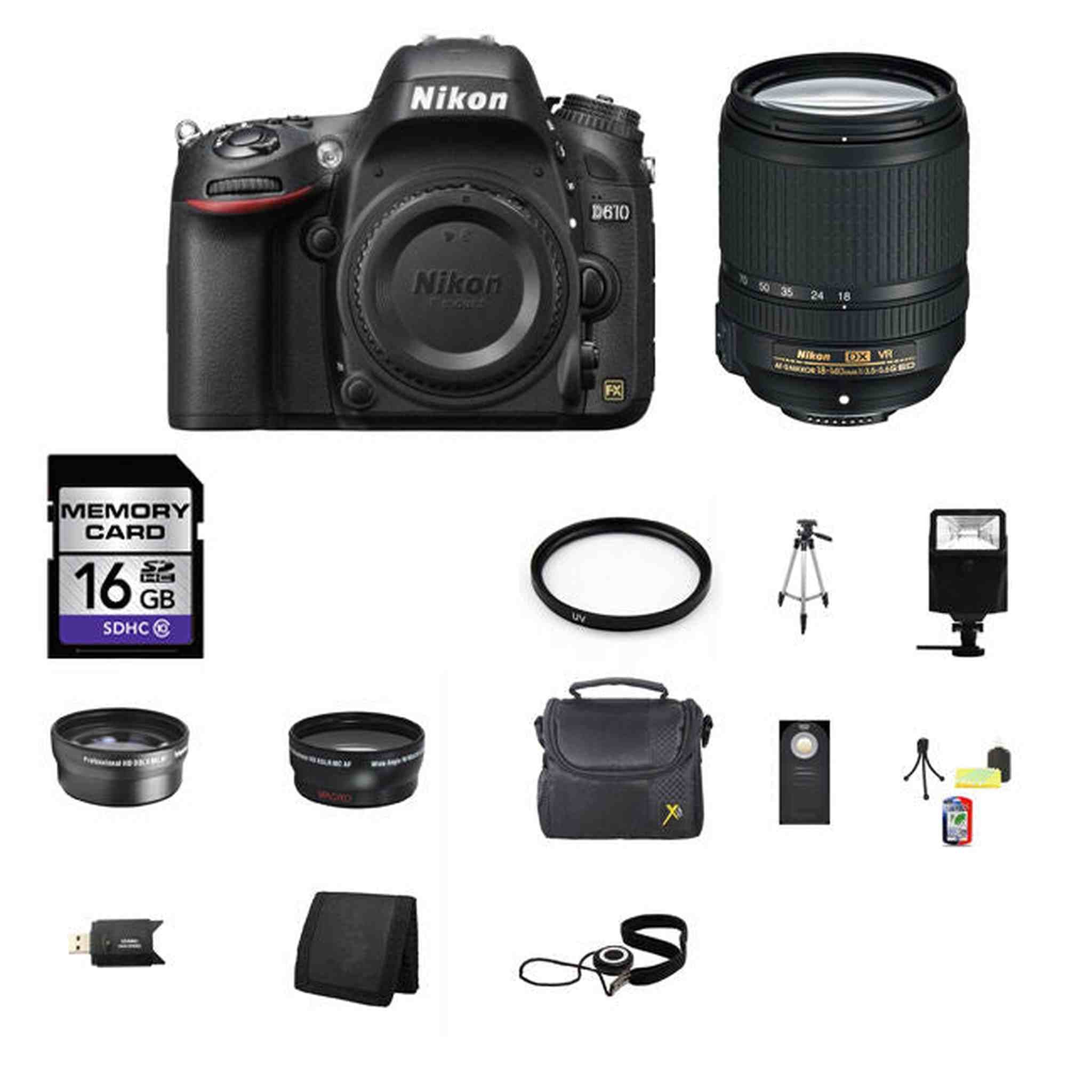 Nikon D610 Digital SLR Camera w/18-140mm Lens 16GB Best Value Kit Nikon