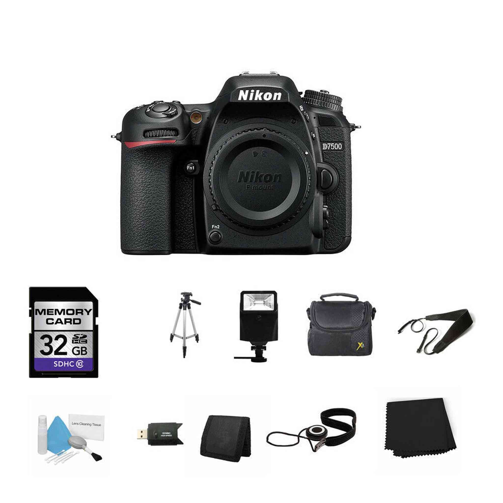 Nikon D7500 DSLR Camera Body Only 32GB Bundle Nikon