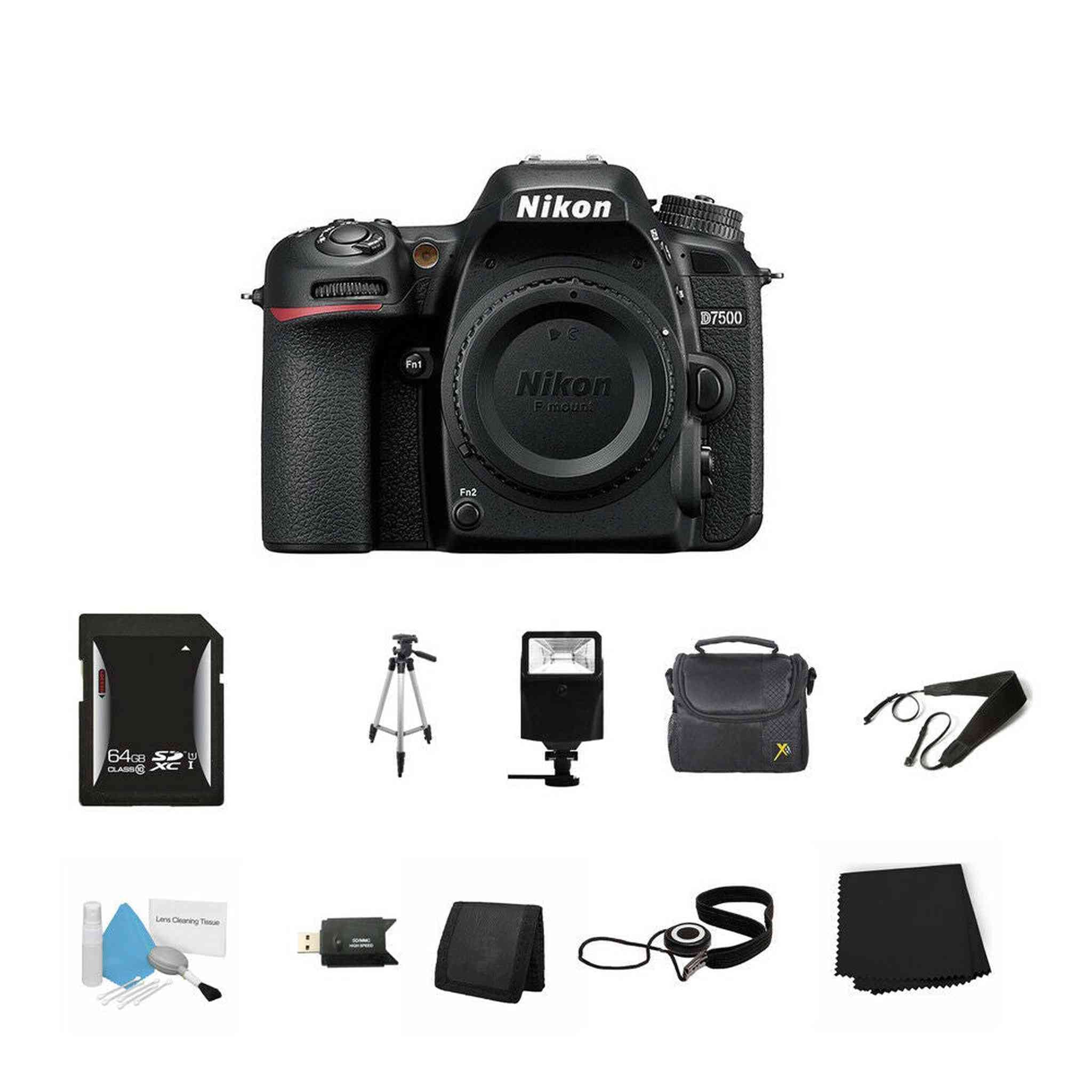 Nikon D7500 DSLR Camera Body Only 64GB Bundle Nikon