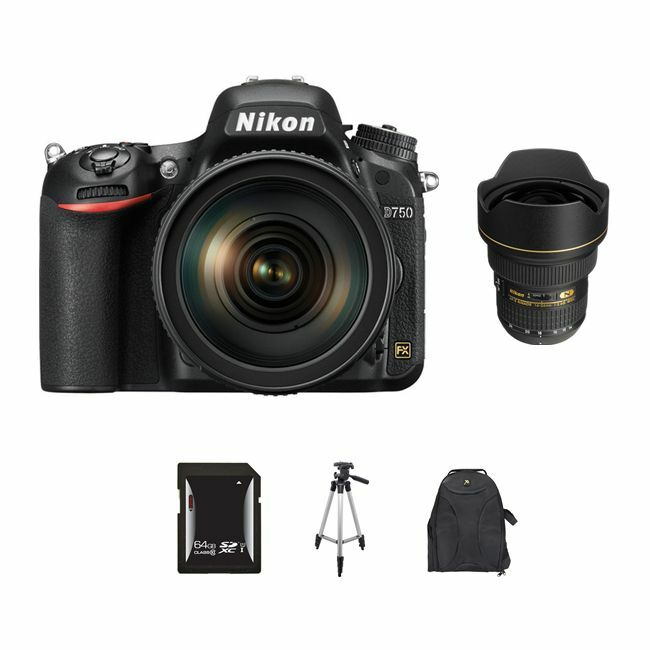 Nikon D750 DSLR Camera w/24-120mm & 14-24mm Lenses 64GB Bundle Nikon