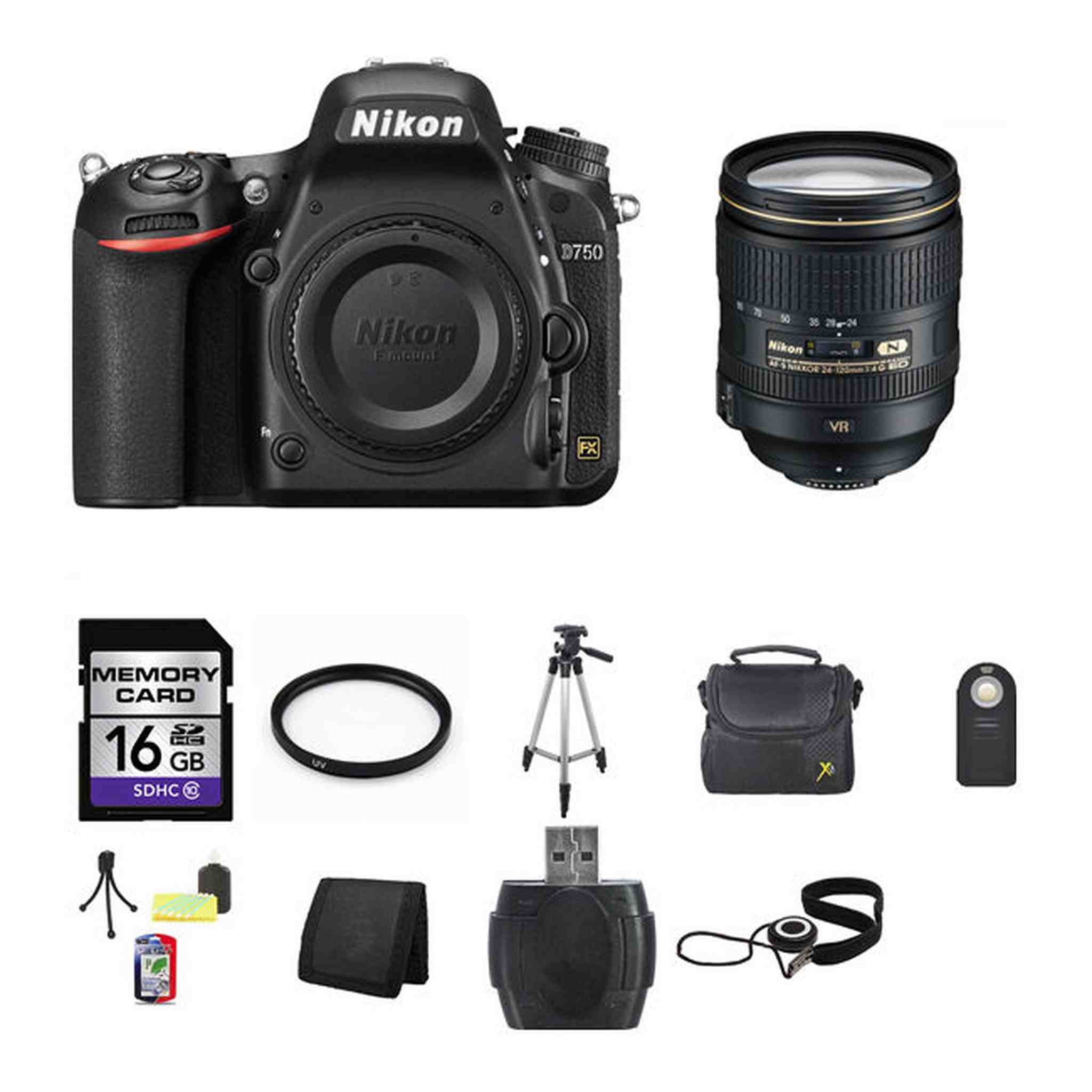 Nikon D750 DSLR Camera w/24-120mm Lens 16GB Bundle Nikon