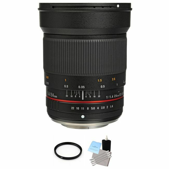 Rokinon 24mm f/1.4 Wide Angle Lens for Olympus 4/3 + UV Filter & Cleaning Kit Bundle Rokinon