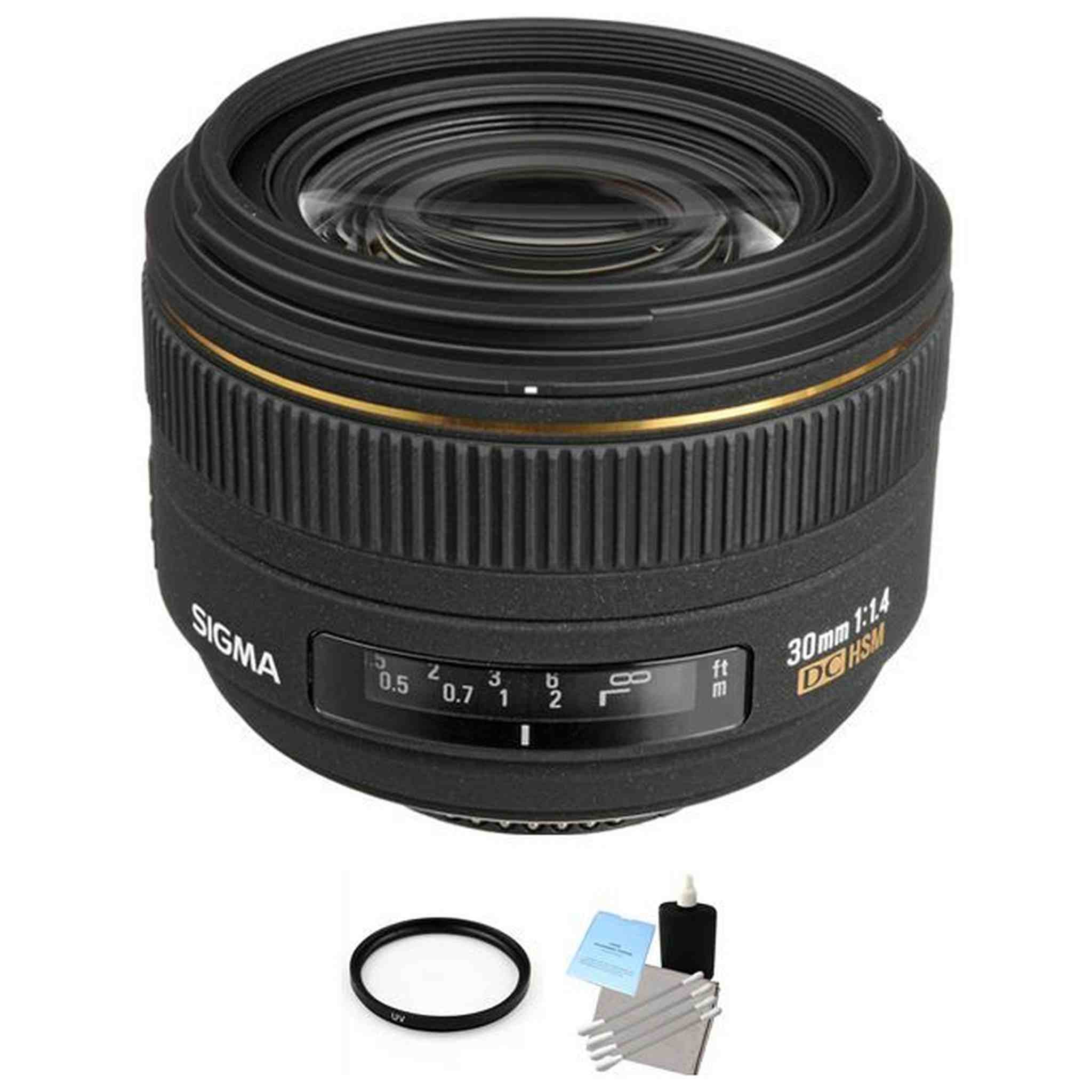 Sigma 30mm f/1.4 EX DC HSM Autofocus Lens for Nikon + UV Filter & Cleaning Kit Base Bundle Sigma