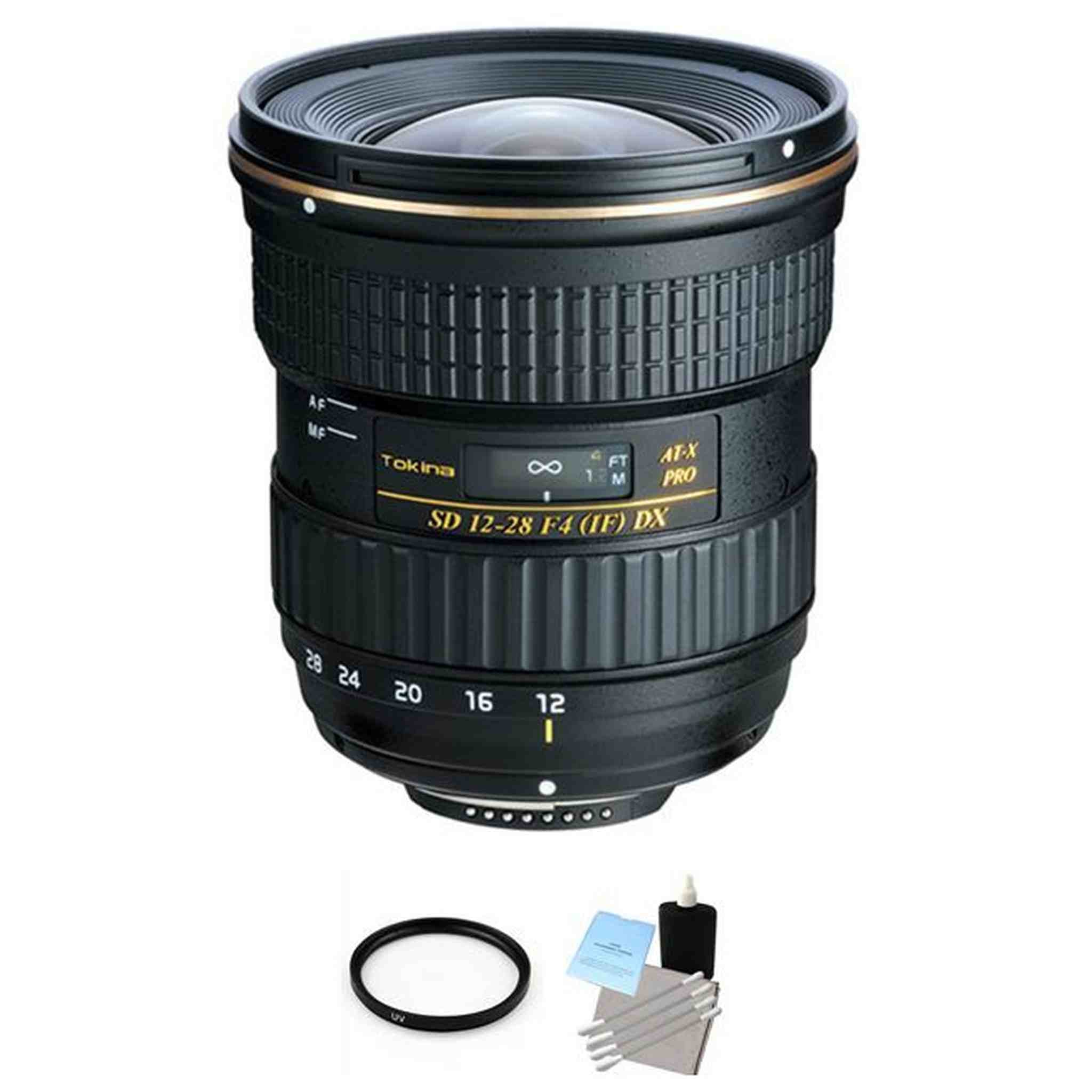 Tokina AT-X PRO 12-28mm F/4.0 AF DX Lens For Canon + UV Filter & Cleaning Kit Bundle Tokina